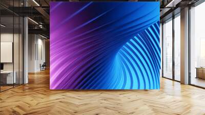 3D illustration  purple stripes in the form of wave waves, futuristic background. Wall mural