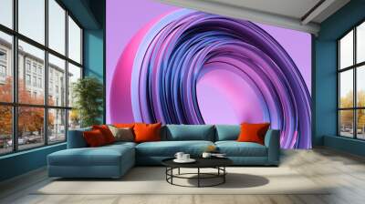 Abstract geometric simple primitive shape,  putplr   disk  on a   purple  background, 3D rendering Wall mural