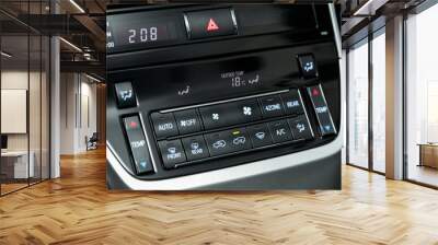 Close up Instrument automobile panel with  climat control view with air conditioning buttons- details and controls of modern car. Wall mural