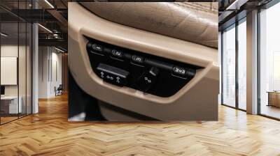 close-up of seat adjustment buttons. modern car interior . Wall mural