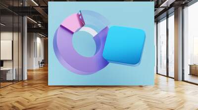 Colorful  Pie Chart Icon on the  gray background . 3D Illustration of Analysis, Analytics, Bar Graph, Charts, Diagram, Graphs Icons Wall mural