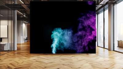 Dense multicolored smoke of   red and blue colors on a black isolated background. Background of smoke vape Wall mural