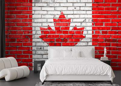 Flag  banner on brick wall background. Wall mural