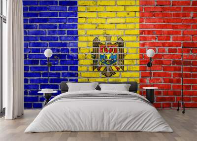 Flag  banner on brick wall background. Wall mural