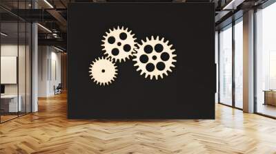 mechanisms of wood on a black background gear Wall mural