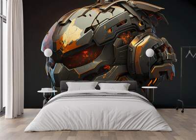 3D illustration futuristic helmet of a future soldier Wall mural