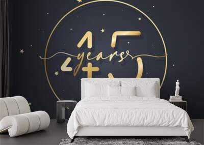 45 years anniversary logo template. 45th birthday, wedding anniversary icon. Trendy symbol image. Vector EPS 10. Isolated on background Wall mural