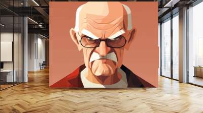 angry old man vector flat minimalistic isolated illustration Wall mural