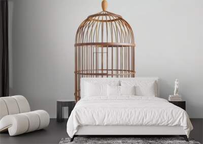 Birdcage on white background, 4K hyperrealistic photo Wall mural