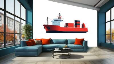 Cargo ship isolated vector style on isolated background illustration Wall mural