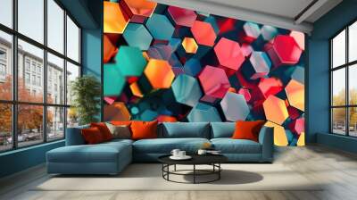 Digital hexagon abstract background Wall mural