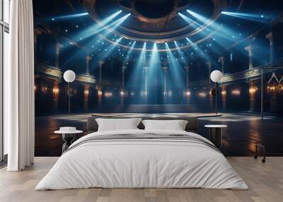 Empty nightclub or music - hall stage with spotlights. Wall mural