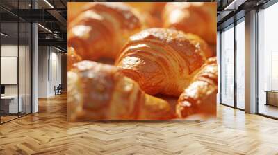 Freshly baked croissants with butter, 4K hyperrealistic photo Wall mural