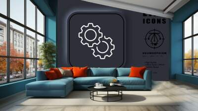 Gears line icon. Settings, tune, control, adjust, configuration, device, fix, repair, machine, equipment, development. Technology concept. Neomorphism. Vector line icon for Business and Advertising Wall mural