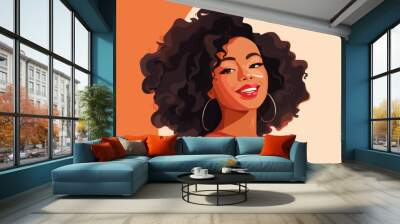 happy black woman close up vector flat isolated vector style illustration Wall mural