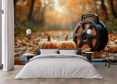 Hosting a fall-themed film festival. Wall mural