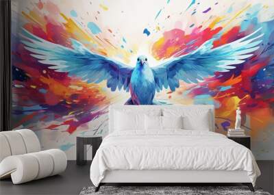 Portrait of a dove. Holy Spirit concept. Christian illustration. Wall mural