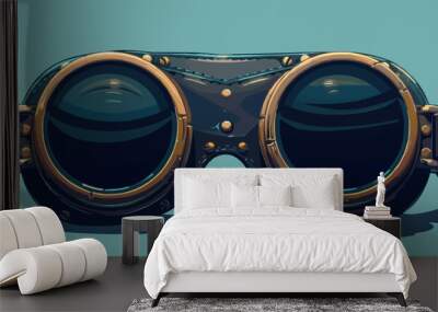 Steampunk goggles with brass fittings and leather straps Vector flat minimalistic isolated illustration Wall mural