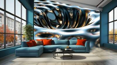 Swirling liquid 3D grid with fluid patterns, 4K hyperrealistic photo Wall mural