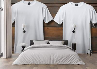 T - shirt mockup. White blank t - shirt front and back views. male clothes wearing clear attractive apparel tshirt models template Wall mural