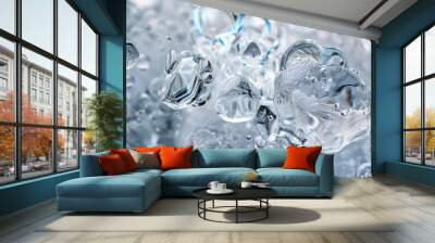 Textured ice with air bubbles, 4K hyperrealistic photo Wall mural