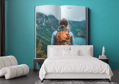 Travel Magazine Layout Modern Adventure Outdoor Explorer Book Wall mural