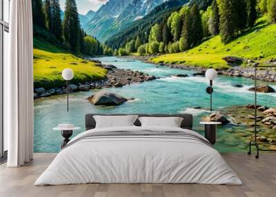 mountain river in the mountains Wall mural