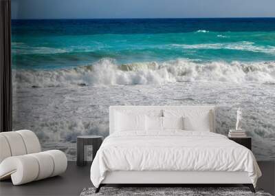 sea surf on the rocky coast and the beach in dynamics Wall mural