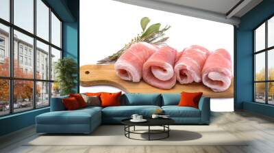 Raw sliced pork steak isolated on a white background.selective focus. Wall mural