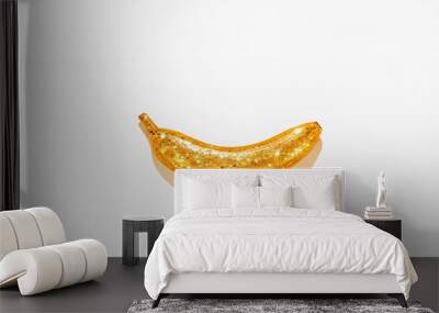 Creative golden banana with glitter on white background with copy space. Wall mural