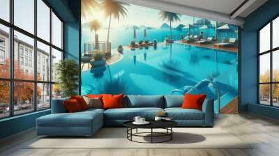 Blue Clean And Transparent Pool water Wall mural