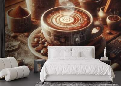 digital coffee cup Wall mural