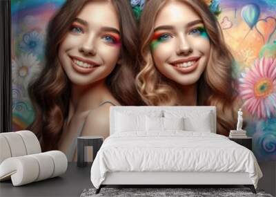 two girls Wall mural