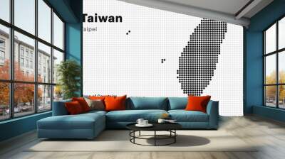 Creative Dotted Map of Taiwan with capital Taipei. Round dots Wall mural