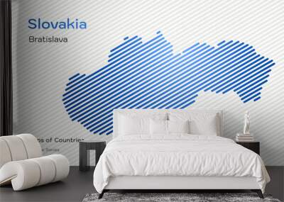 Slovakia Map in a Line Pattern. Stylized simple vector map	 Wall mural