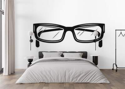 Reading Glasses Black flat design Icon Isolated on white background Wall mural