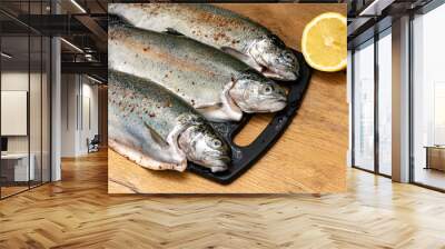 Rainbow trout on the board Wall mural