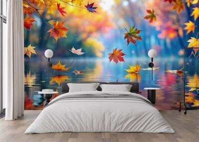 autumn leaves background Wall mural