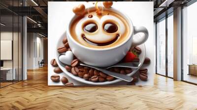 cup of coffee with beans Wall mural