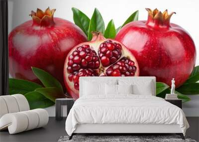 pomegranate fruit with leaves Wall mural