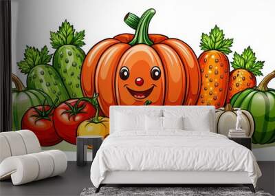 vegetables on a white Wall mural