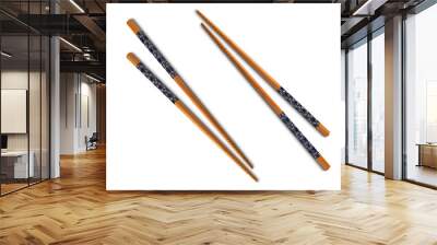 Japanese wooden chopstick on white background Wall mural