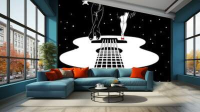 
A beautiful, graceful man and woman perform a flamenco dance. A metaphor. Guitar. Space. Moon. The drummer. Wall mural