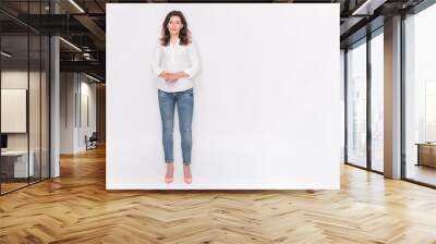 beautiful  girl on a white background in different poses Wall mural