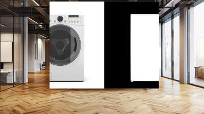 new modern washing machine front view 3d render on white with alpha Wall mural