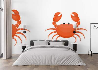 Crab characters three sizes set. Cute crabs family. Seafood collection. Vector illustration isolated on white. Wall mural