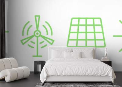 Electric power clean energy icon set. ECO green alternative energy power collection. Vector illustration isolated on white. Wall mural