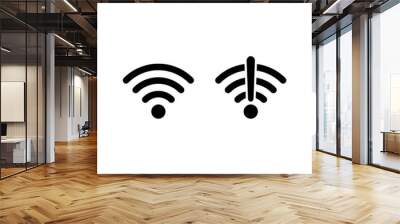 Wi-fi icon set. Wireless technology collection. Black wifi pictogram group. No signal. Vector isolated on white background Wall mural