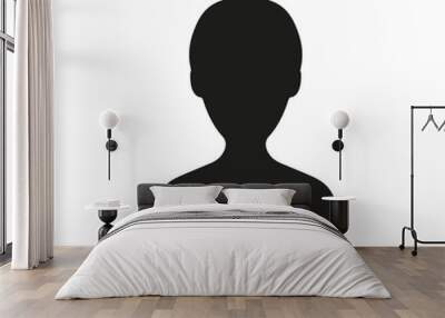 Women head silhouette. Human black avatar. Girl profile. Vector isolated on white Wall mural