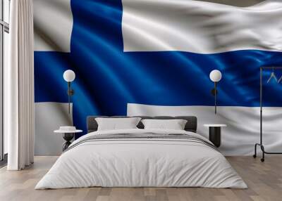 Finland flag with folds Wall mural